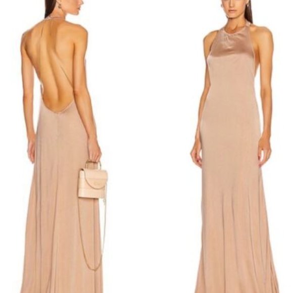 ALEXIS (NEW) Xaverie dress Size LARGE backless chain nude long dress